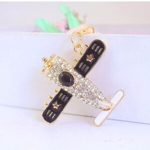 Airplane Bag Charm/Keychain-Black